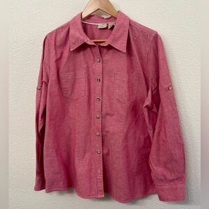 L.L. Bean Rose Colored Chambray Button-Up Shirt, Women’s Size 1X